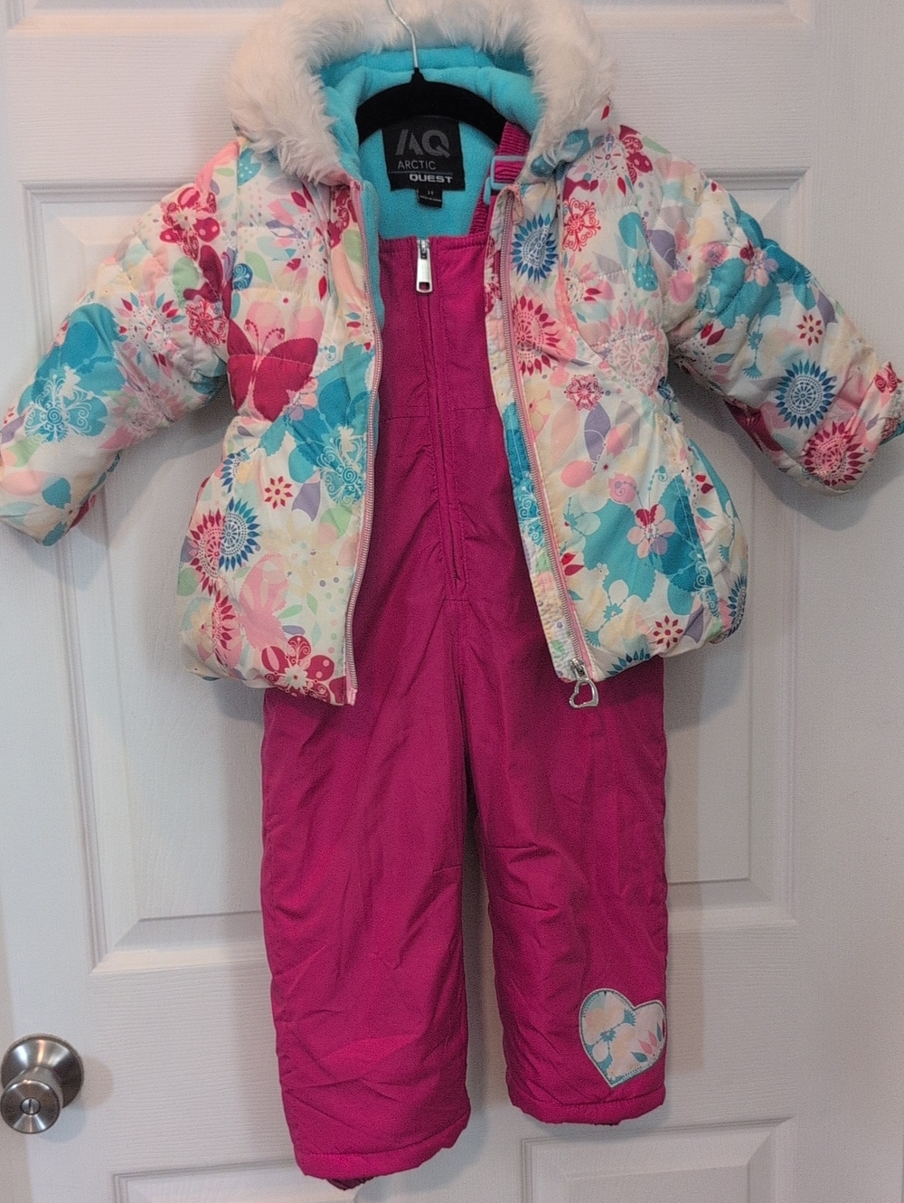 Arctic Quest Girls' Floral Snow Suit - Pink & Aqua